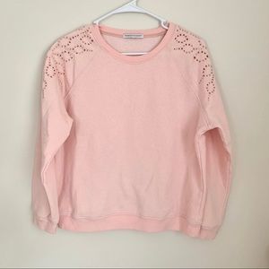 Rebecca Minkoff pink eyelet sweatshirt